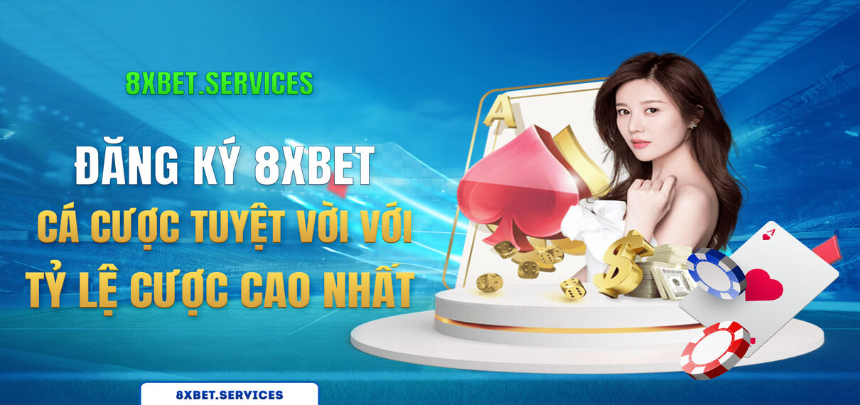 Hình ảnh của 8xbet và nút 'Đăng ký' được nhấn.